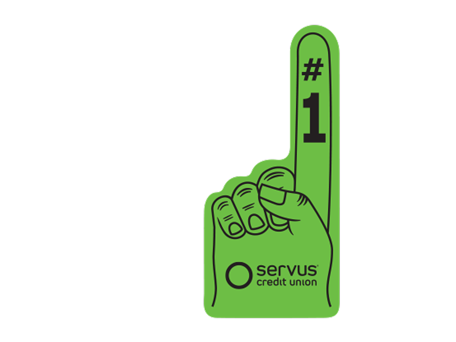 Graphic portraying Servus number one foam finger