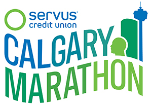 Servus Calgary Marathon logo showing landmarks in green