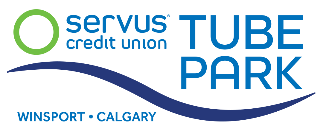 Servus Credit Union Tube Park logo with Winsport Calgary wording.