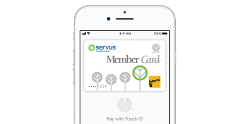 Servus has Apple Pay. Pair your Member Card with your iPhone or Apple Watch.