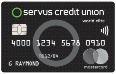 Image of Servus World Elite Mastercard credit card.