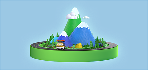 Graphic portraying Servus logo with mountains