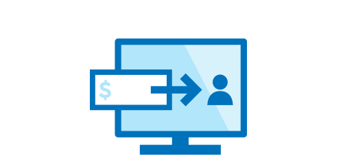 Graphic portraying employee getting paid