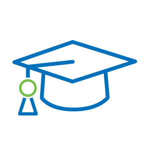 Graphic portraying a graduation cap
