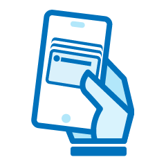 Graphic portraying paying via a smartphone